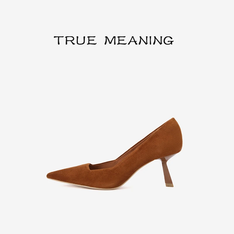 True Meaning【雾都佳人】欧若风羊皮高跟单鞋简约气质极简尖头通勤