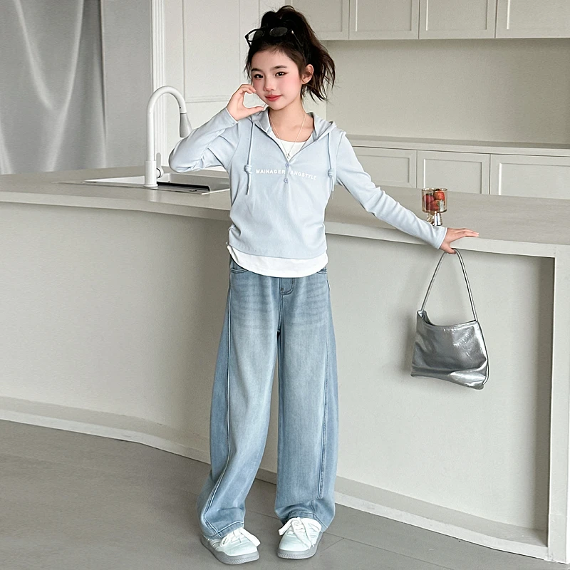 女童甜酷风卫衣春秋款2025新款女孩薄款连帽上衣儿童春装长袖T恤