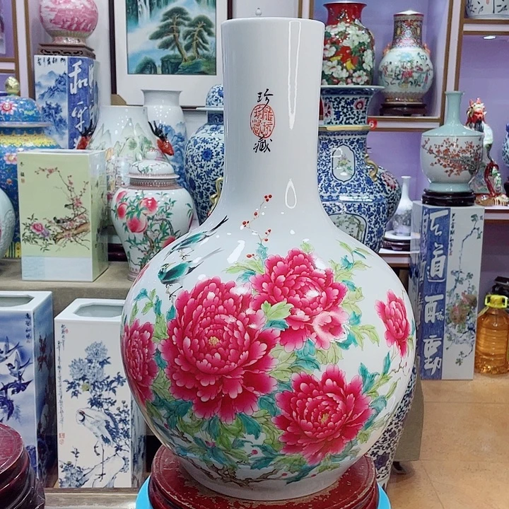花瓶全手工牡丹花天球瓶