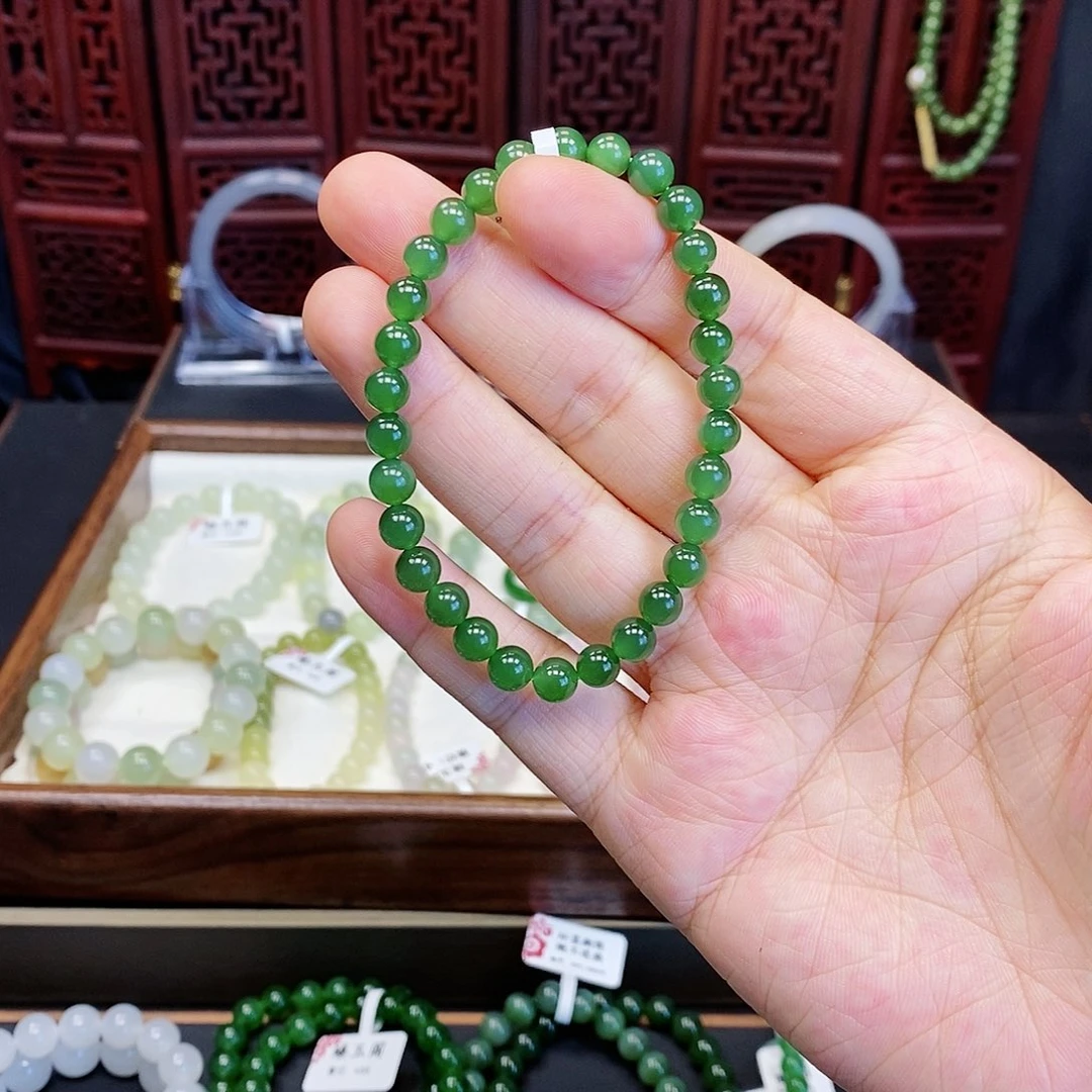 和田玉手串未镶嵌碧玉6