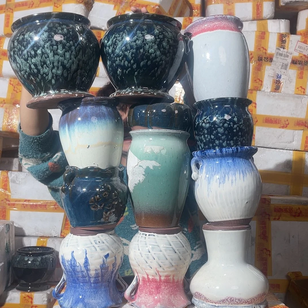 红陶宜兴紫砂花盆套组