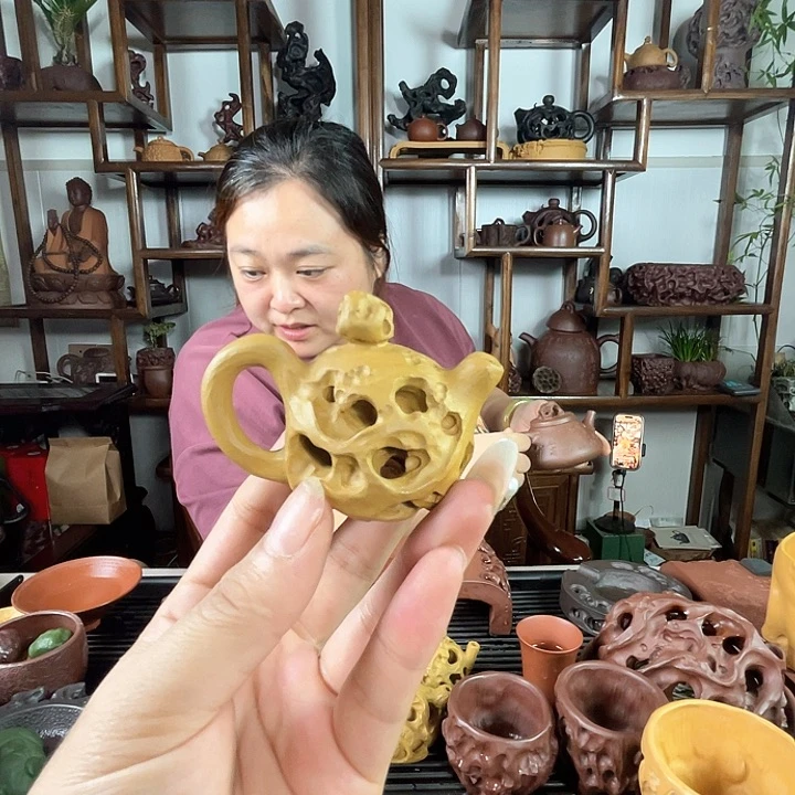 茶壶紫砂莫****头太湖石手把壶