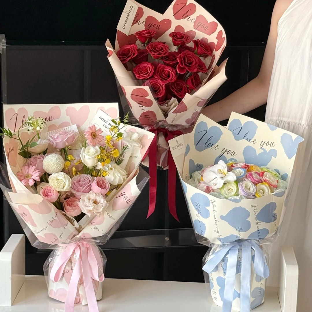 【1帮1】七夕新品浪漫情书防水加厚双哑膜包装纸鲜花花店花艺资材