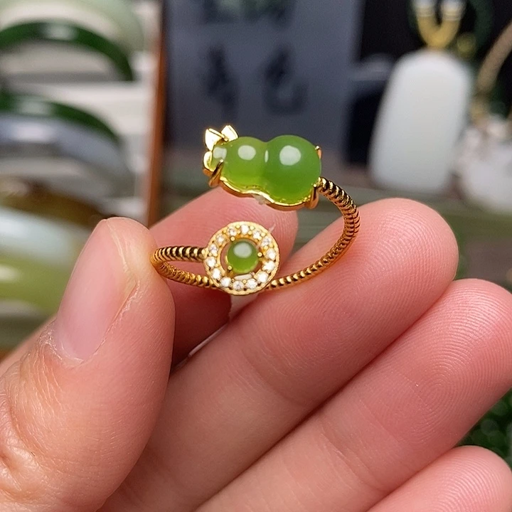 和田玉银S925镶嵌戒指