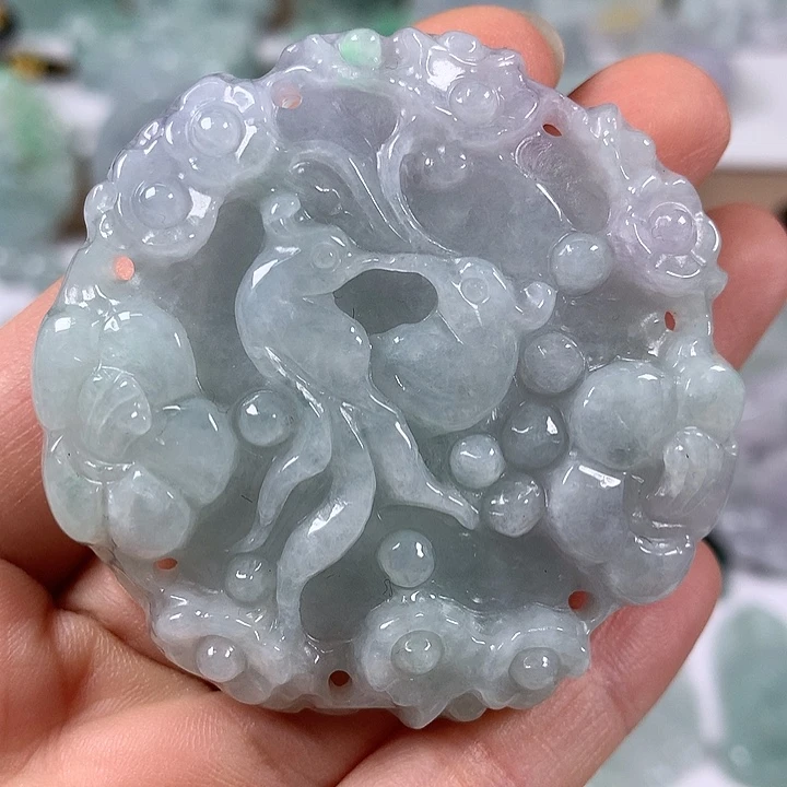 颈饰未镶嵌翡翠花开富贵两面工艺福利