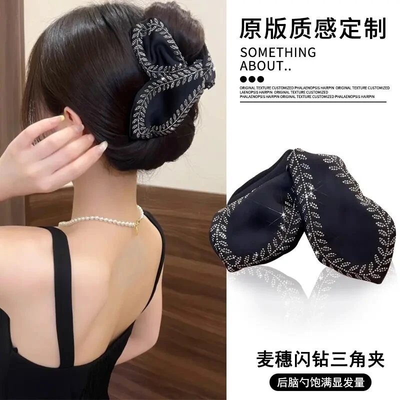 抢！【7·8】韩式设计感叶片麦穗鲨鱼夹百搭高级感发卡后脑勺布艺头饰