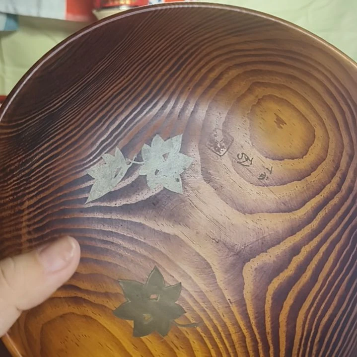 嗨***实木大碗描金银双胞胎