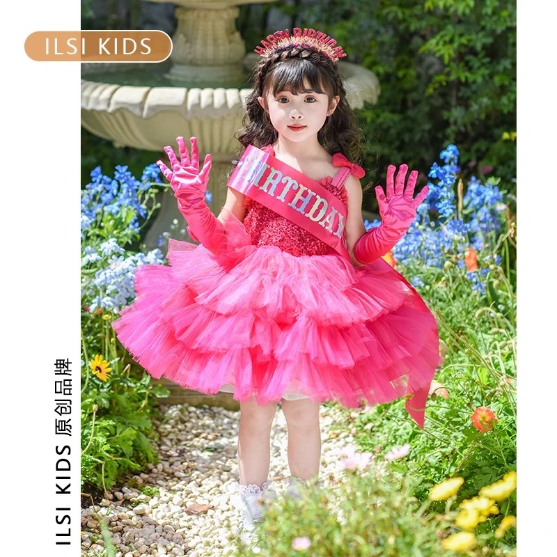 【ILSI】女童芭比娃娃洛丽塔公主裙高端儿童生日礼服亮片蓬蓬蛋糕裙