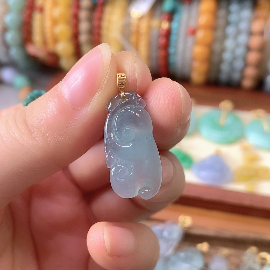 翡翠18K金镶嵌挂件翡翠挂件