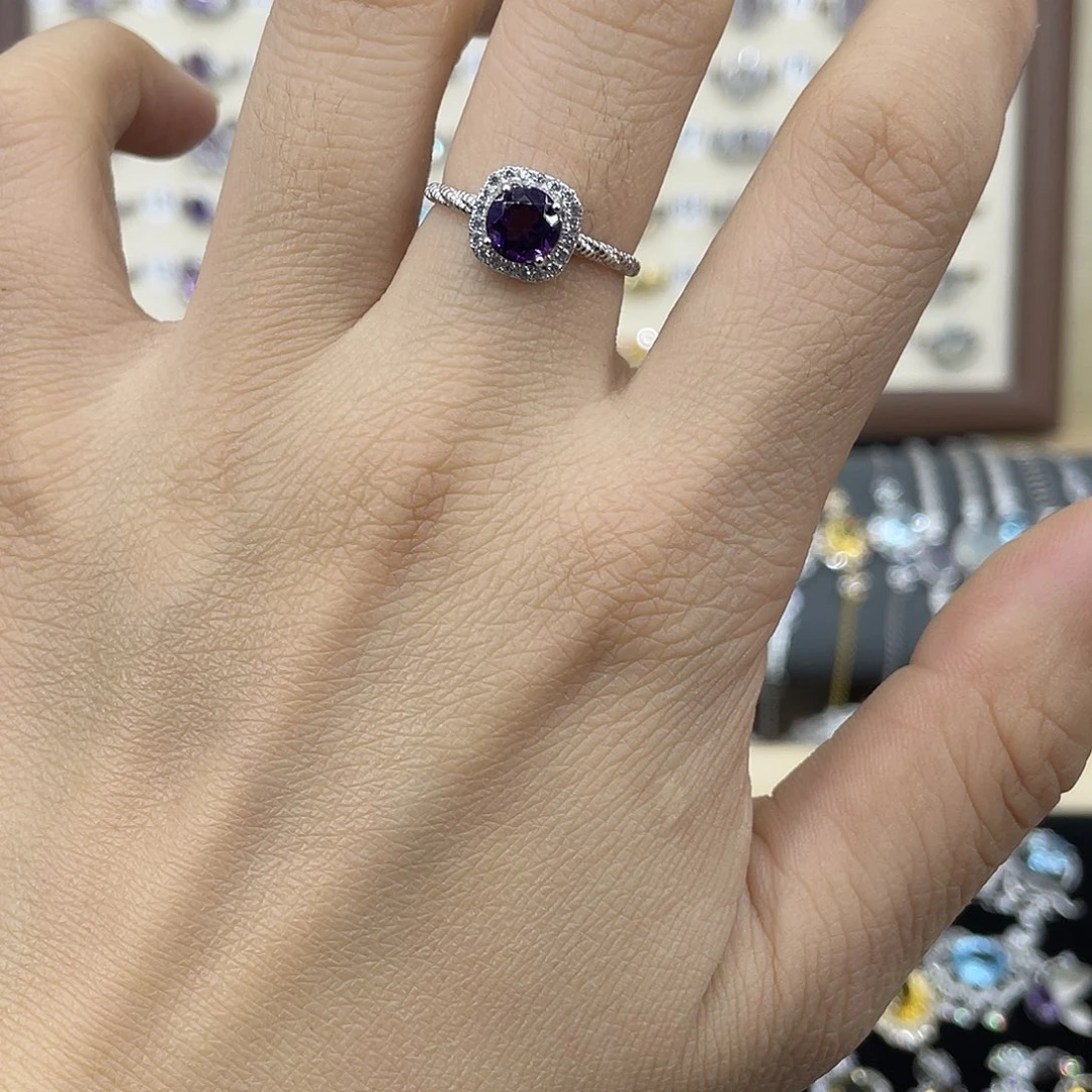 紫晶戒指银S925镶嵌