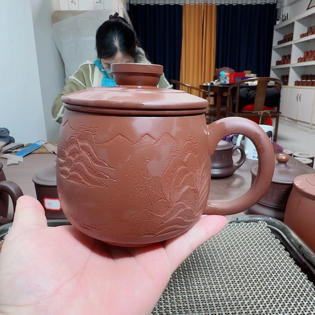紫砂茶杯宜兴紫砂盖杯家用