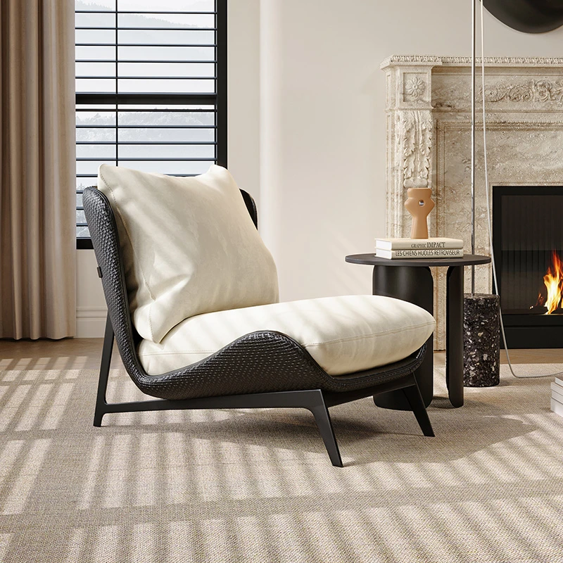 北欧单人沙发中古风设计师沙发椅客厅民宿卧室咖啡厅懒人休闲椅子