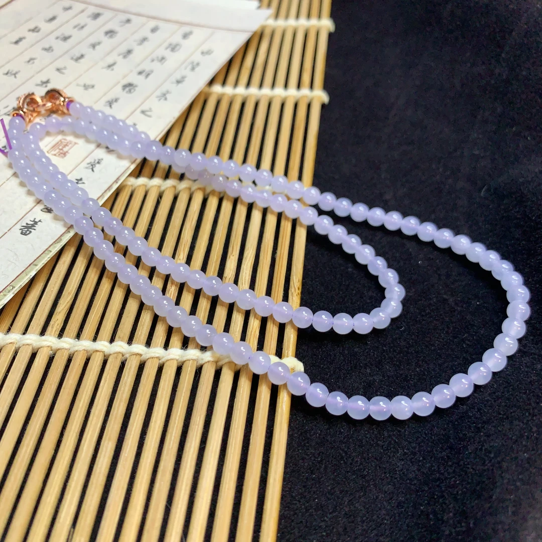 【琪宝臻选】冰淡紫项链 卡4.7-5.3mm 天然缅甸翡翠A货 95折项链