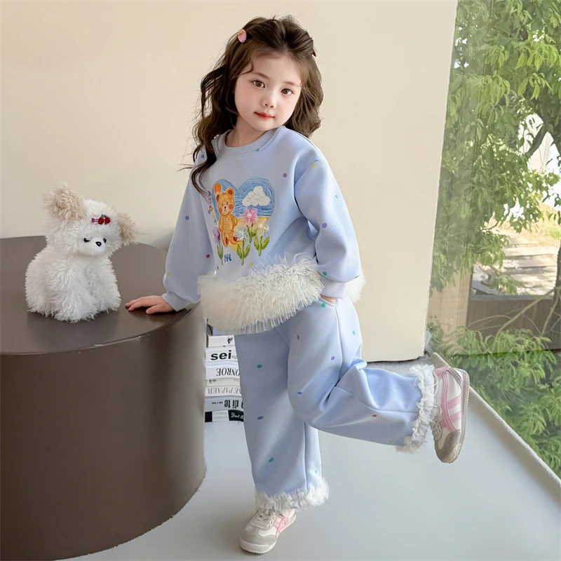 女童秋款套装春秋新款小女孩超萌炸街两件套超洋气卫衣女宝宝秋季