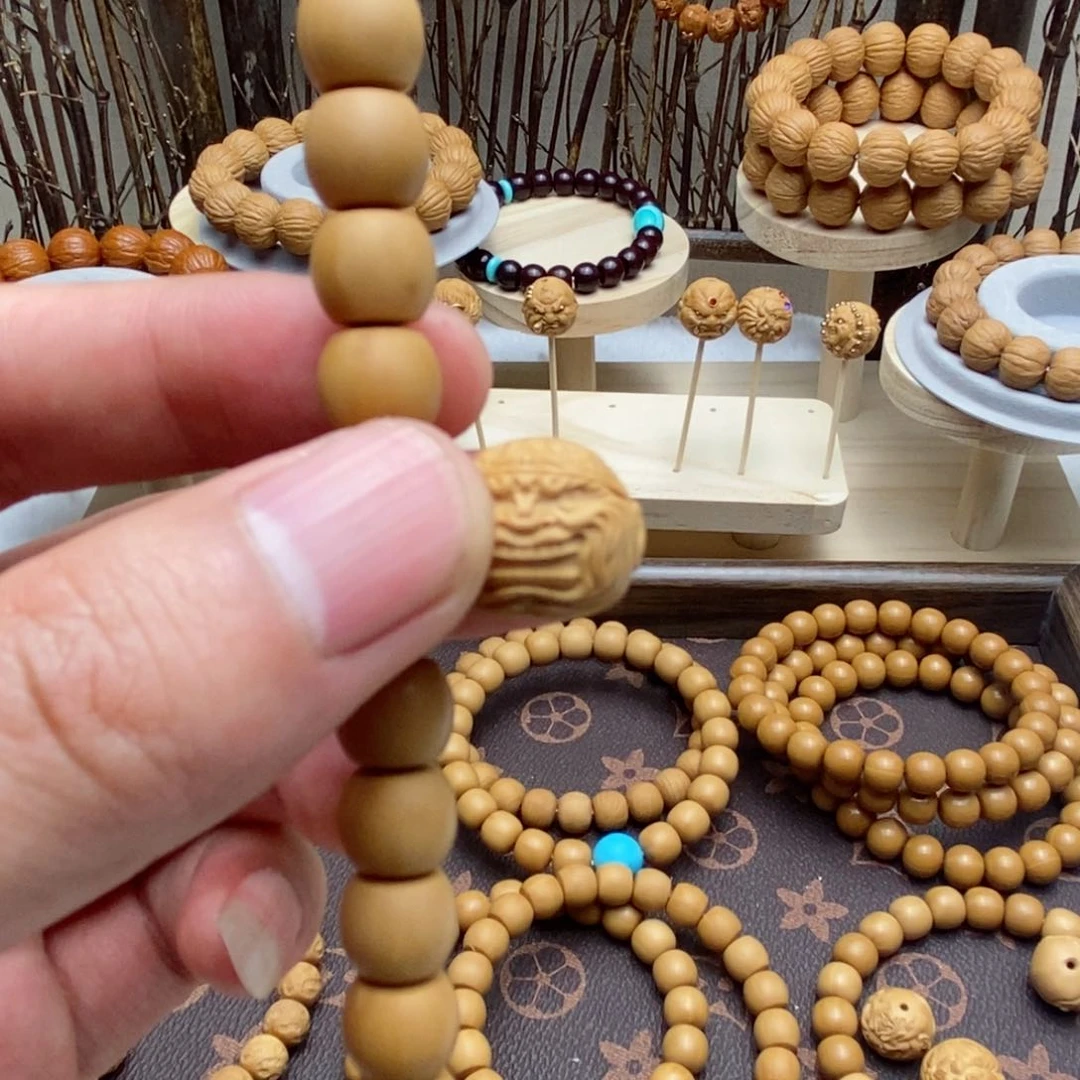 猴头核桃手串直切+雕刻