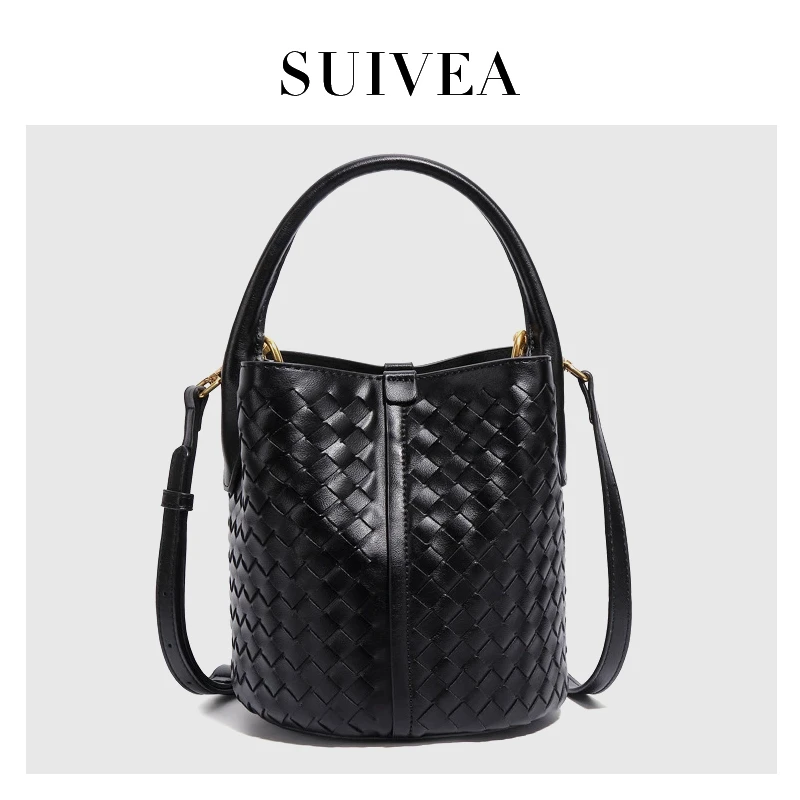 编织手提包2025新款高级质感时尚斜挎包包女B1749-黑色