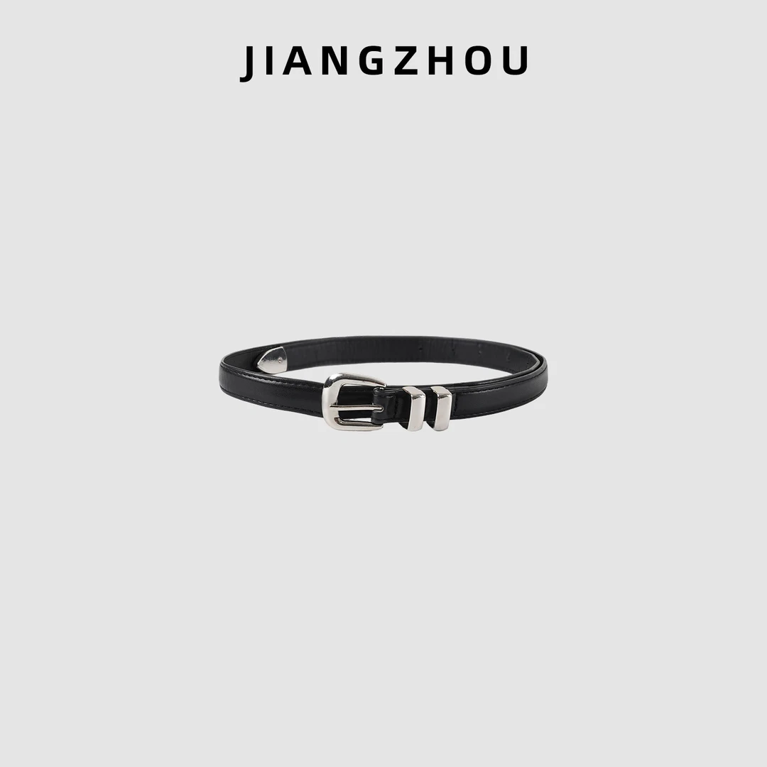 江洲【渡意】秋冬新款中性风复古装饰银扣时尚简约百搭高级感腰带