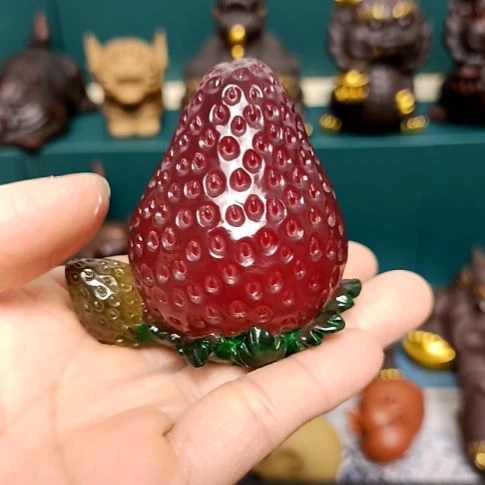 茶宠变色小草莓茶宠摆件