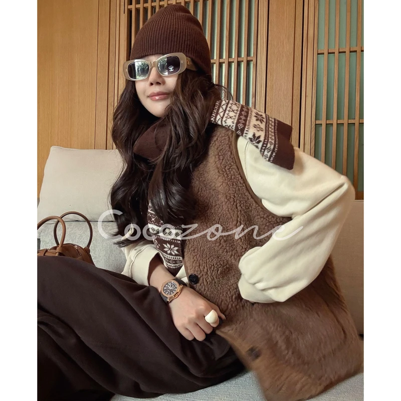 COCO ZONE刘一一“羊羔马甲”100羊毛软糯温暖马甲 CD2A2120