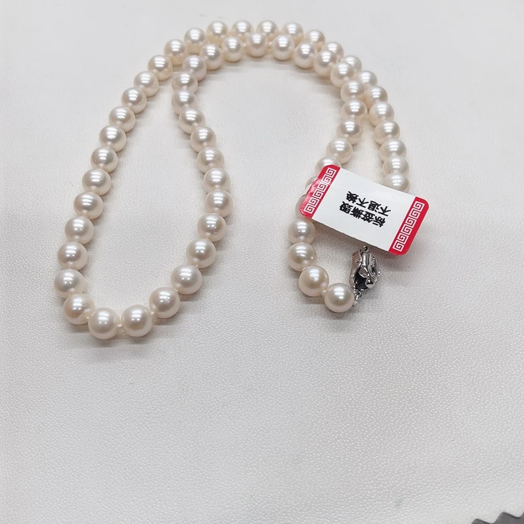 淡水珍珠项链银S925镶嵌6-7正圆