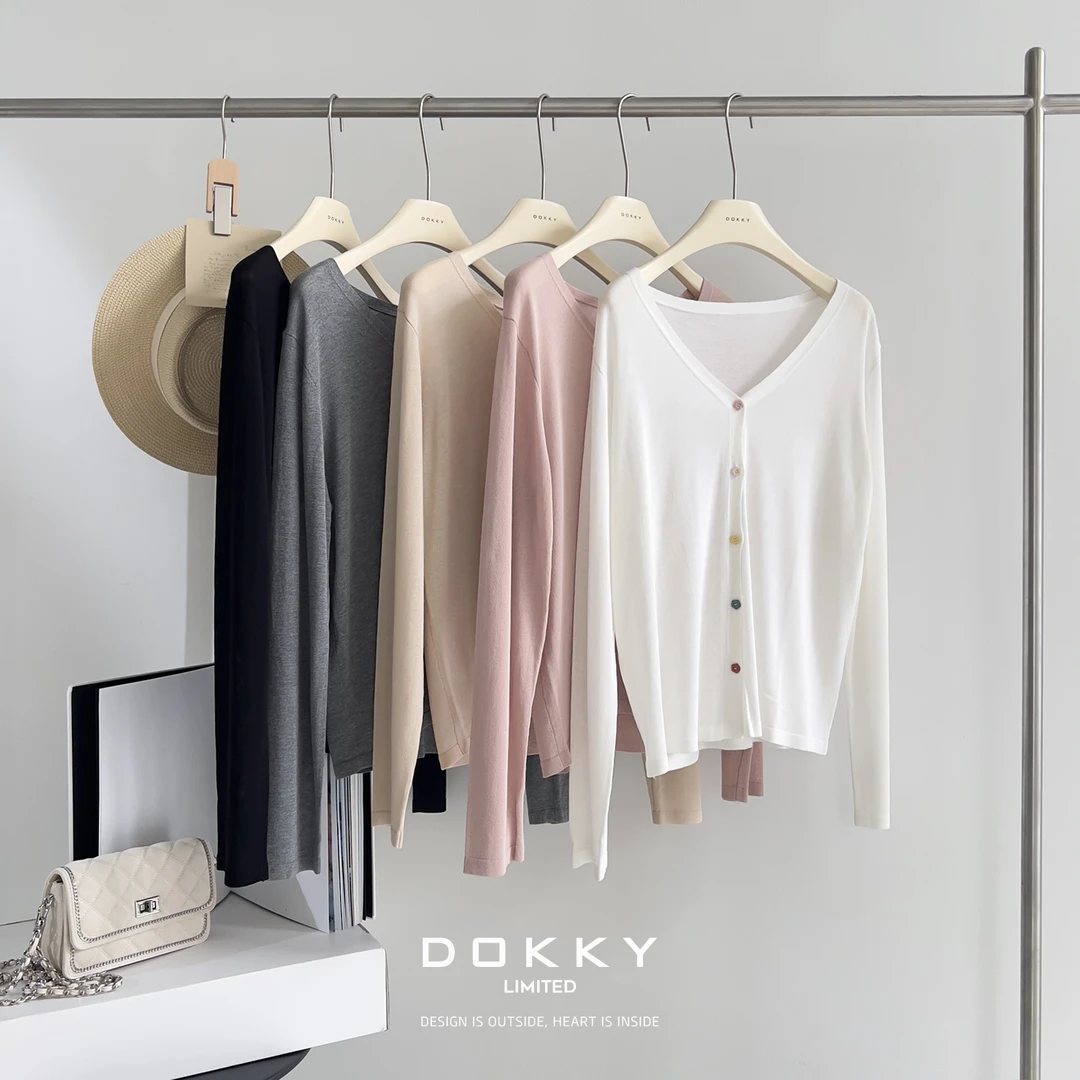 【春野花信】DOKKY彩色花扣.亲肤透气.温柔超显瘦|防晒针织开衫
