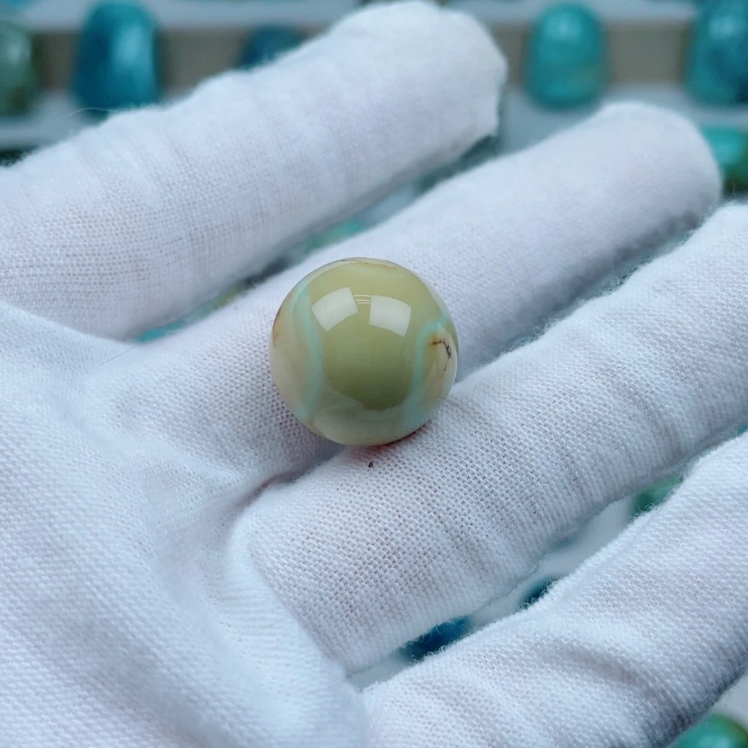 绿松石未镶嵌高瓷特色水波纹圆珠