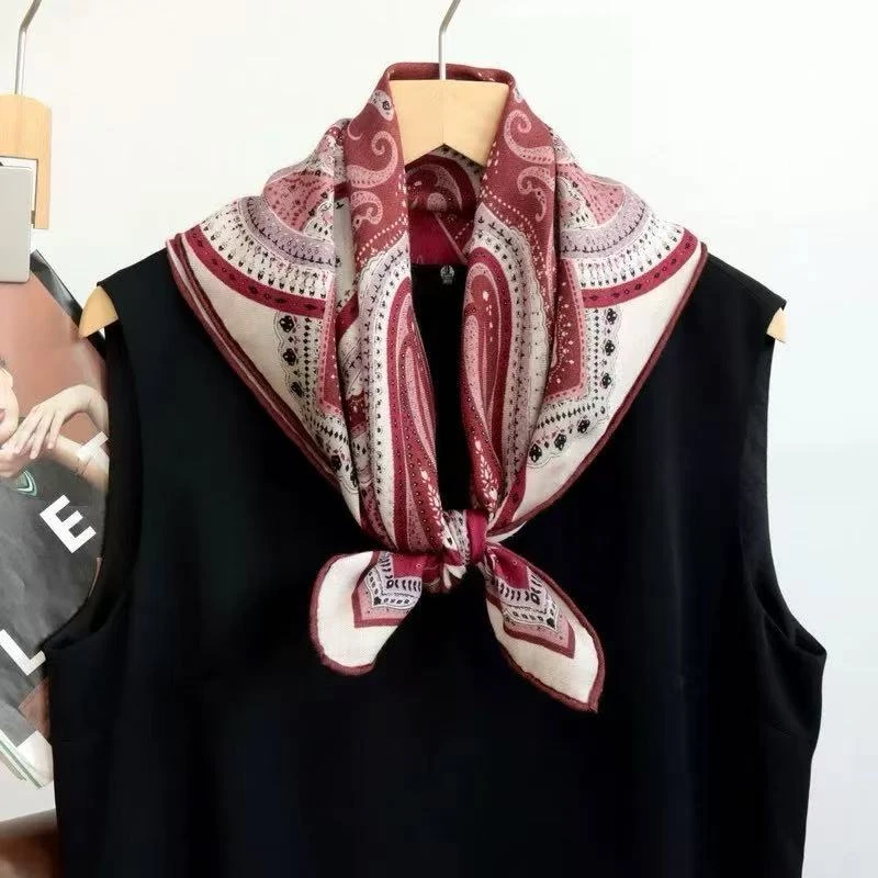 桑蚕丝羊毛【罗马时尚】复古风70方巾SMB-0008