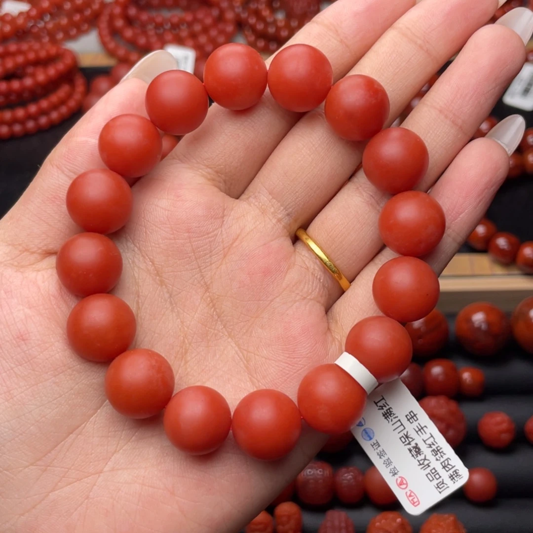 南红玛瑙未镶嵌手串Y13.8mm顶品收藏满红满肉锦红长链