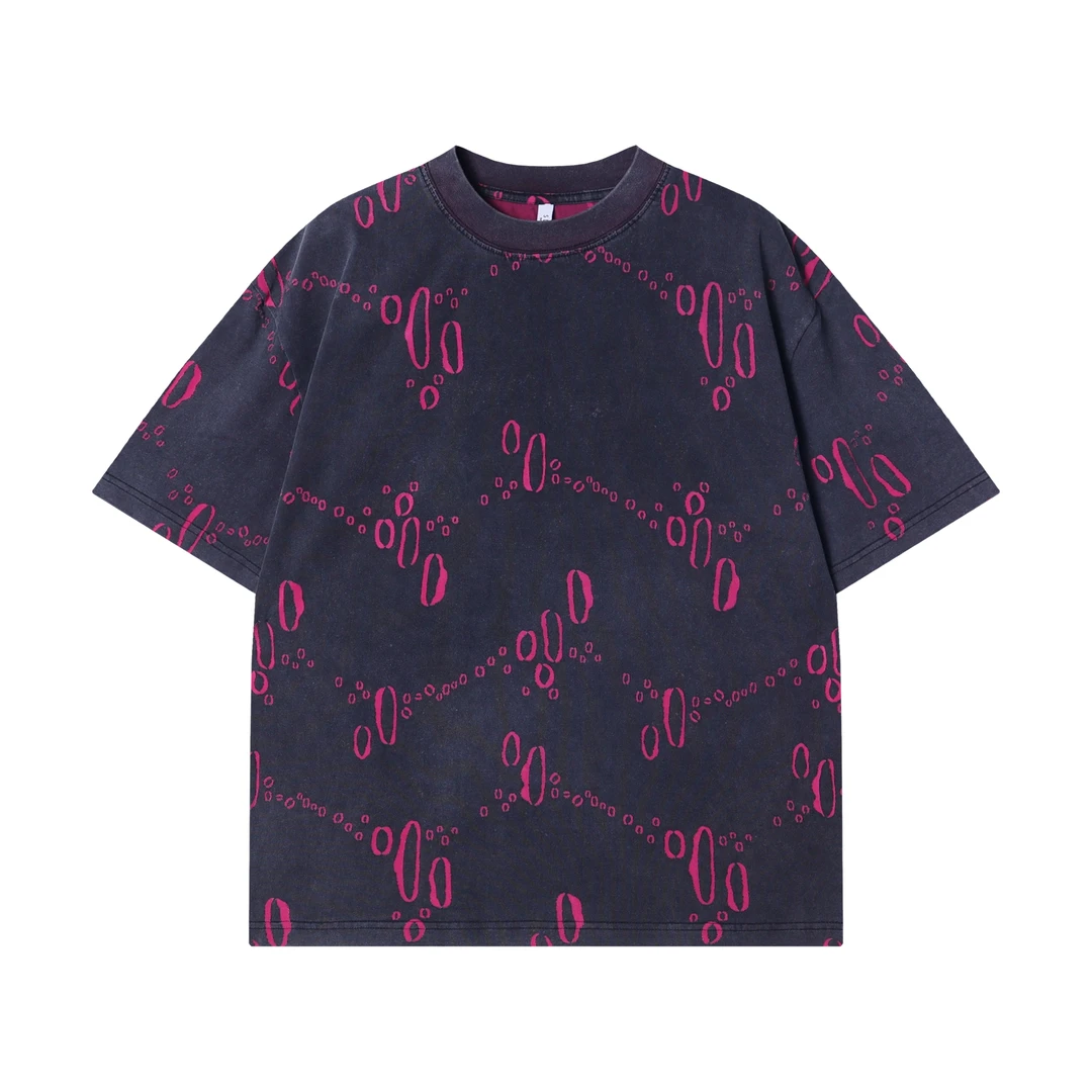 夏季高级感新款美式泡泡印花圆领短袖T恤百搭潮流情侣复古上衣