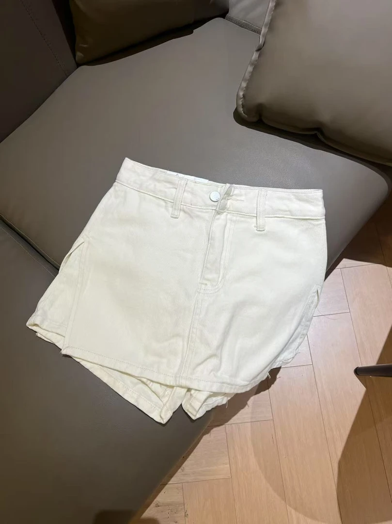 【杏色裤裙】夏季显瘦纽扣牛仔裤裙有安全裤设计感半裙