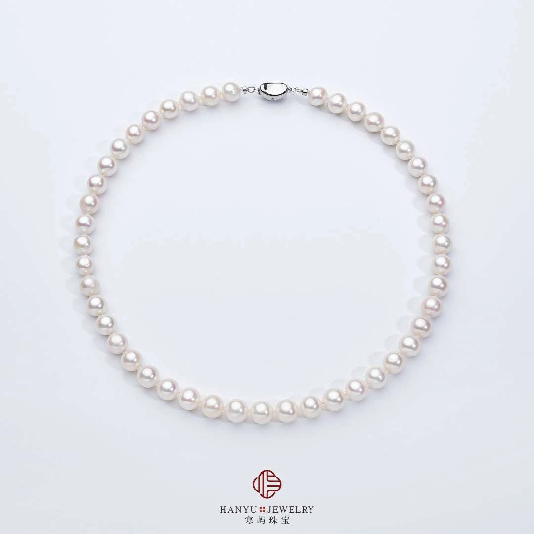 【寒屿珠宝】天然淡水无核珍珠项链超大点位9-10mm  简约经典妈妈链