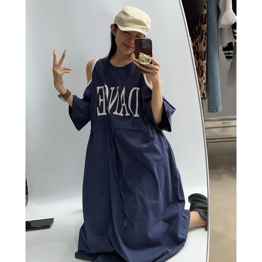 20576（定制款NO退NO换）帅气印花漏肩超大裙
