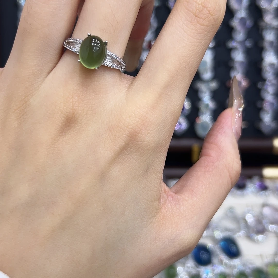 岫玉银S925镶嵌戒指