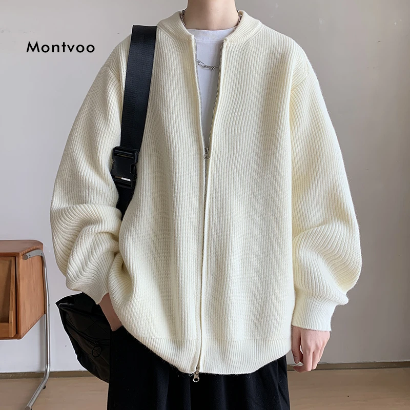 【断码清货】迈特优男士毛衣秋冬韩版百搭港风开衫宽松纯色针织衫