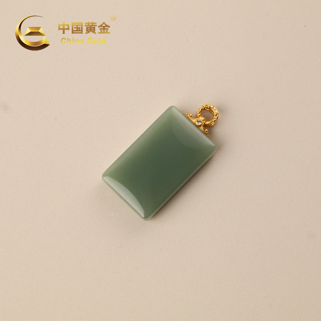 【中国黄金】汾翠 | 和田玉*吊坠*18k金镶嵌-D5737-Y