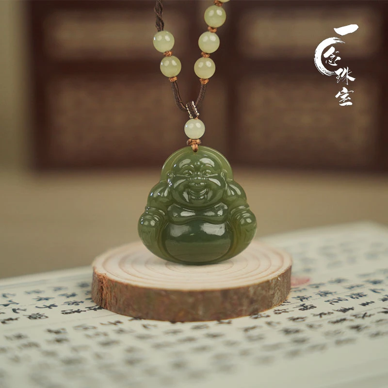 一念珠宝【慧心】天然和田玉 | 35mm佛公 |*老料＋高冰*多样性发一