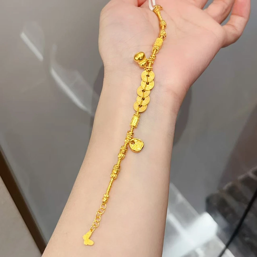 【新美源】足金999 古法工艺 五帝金饼手链17.68克