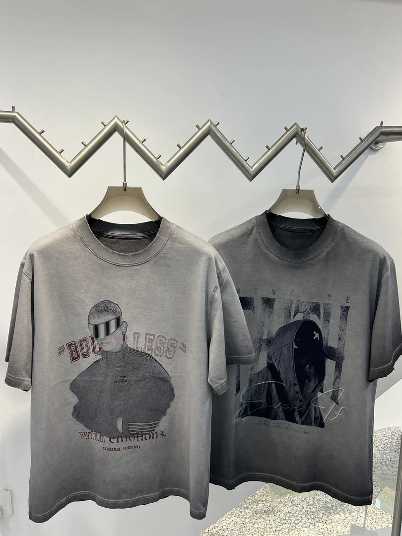 新款男士重磅人物印花痞帅纯棉圆领短袖T恤潮牌宽松休闲半袖t