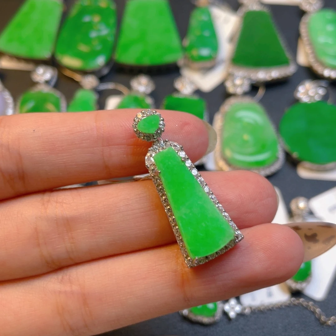 翡翠银S925镶嵌吊坠(不含链)