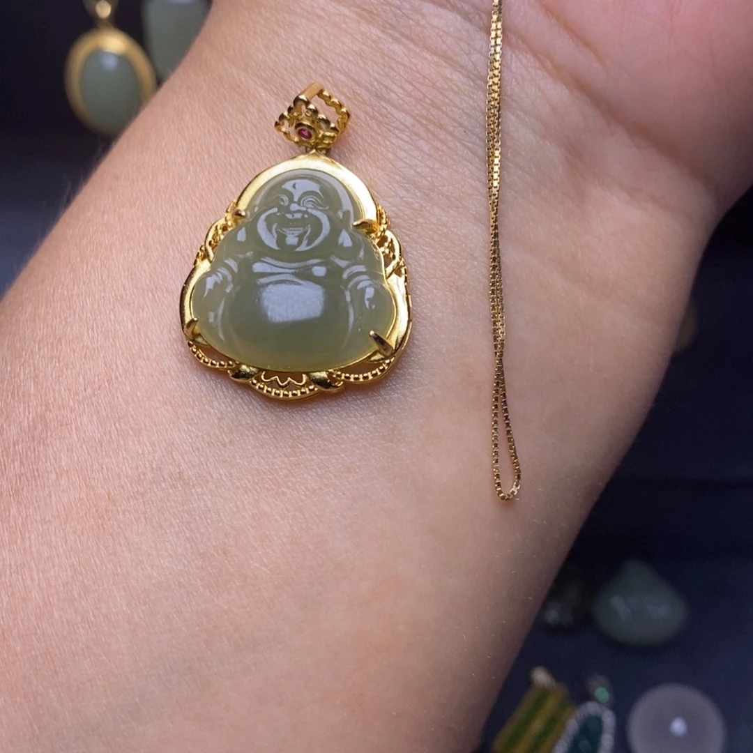 和田玉银S925镶嵌颈饰