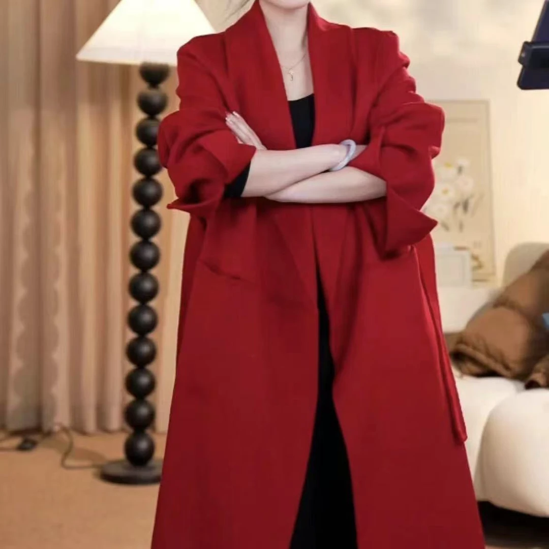 23027秋冬新款浴袍款羊毛大衣