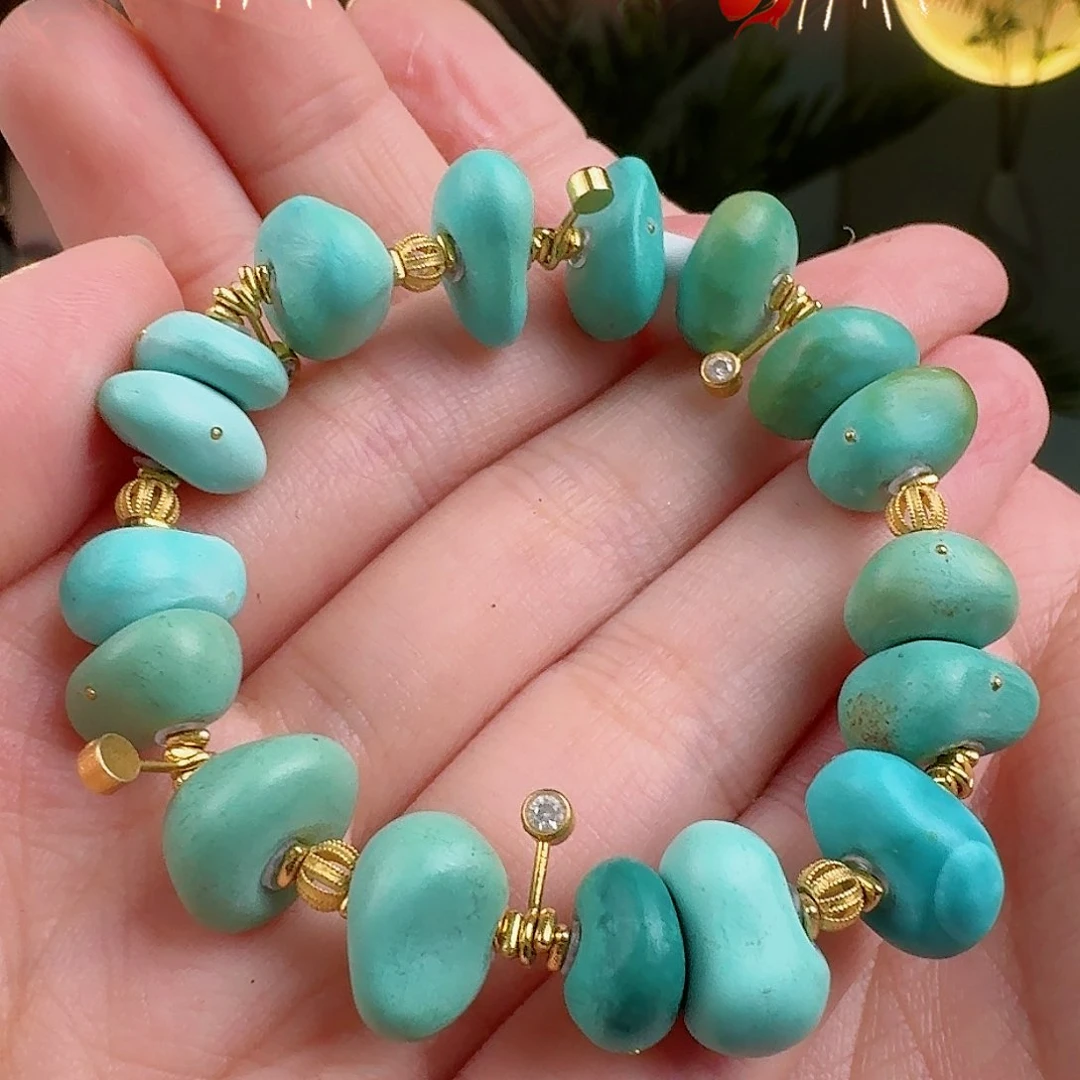 绿松石珠宝奇石18K金镶嵌