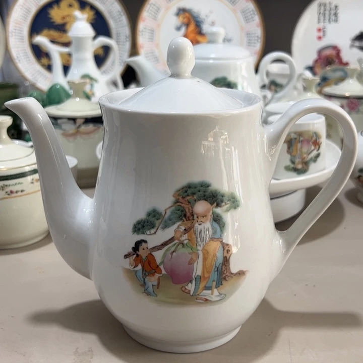 瓷片陶瓷制品寿星壶1000毫升 微瑕