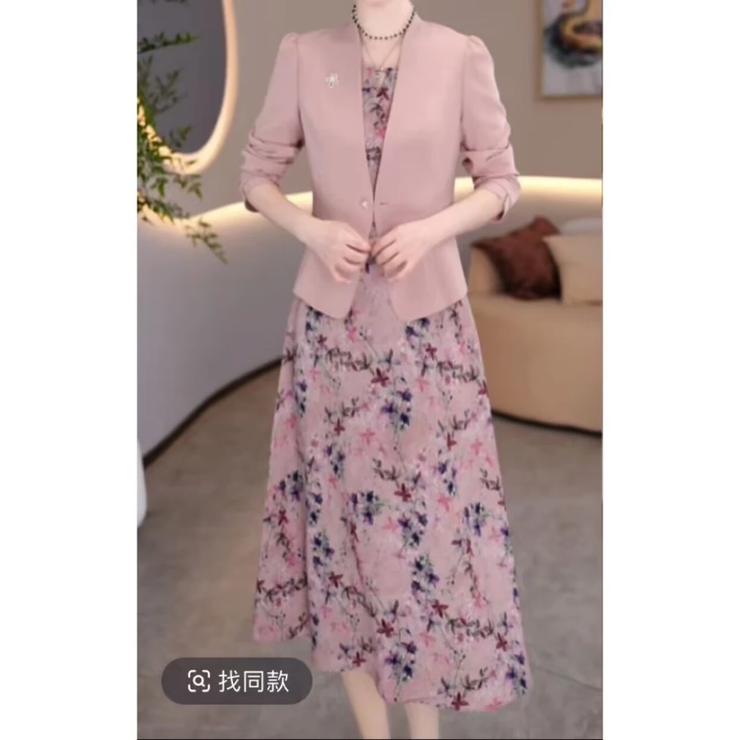 【外套+背心裙】高定双绉丝+冰丝TR春季新款气质百搭减龄温柔两件套