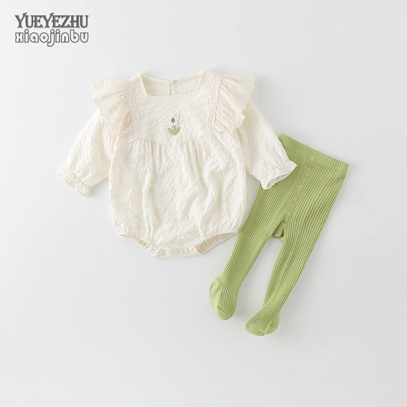 超洋气婴儿衣服春秋女宝宝包屁衣套装秋装韩版公主三角哈衣外出服