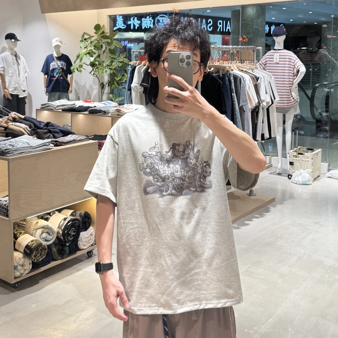 夏季新款复古潮流百搭手绘数码直喷印花T恤 LF24227