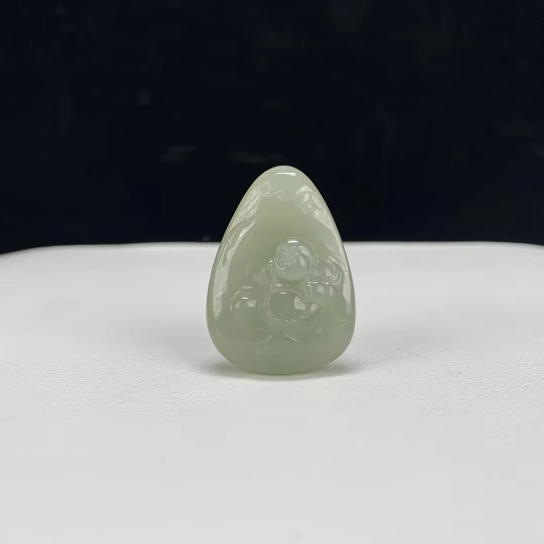 【豫人豫品】 和田玉吊坠晴水弥勒佛H405