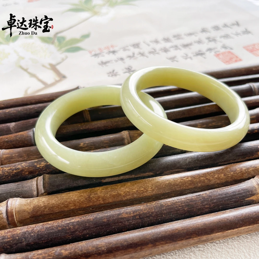 sc【花玉奶黄包】岫玉手镯正品正圈小众女款玉镯多样性发其一