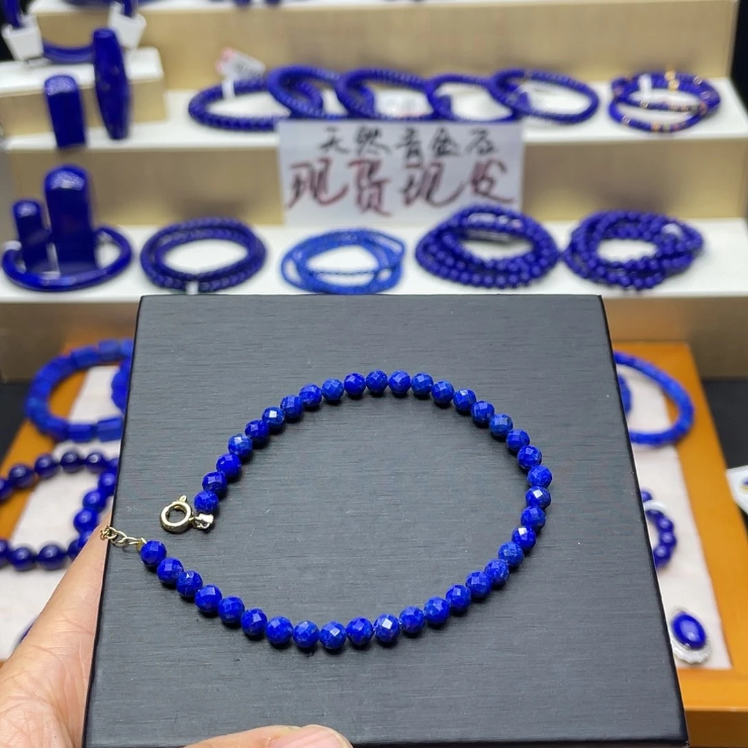 青金石手链4mm刻面未镶嵌