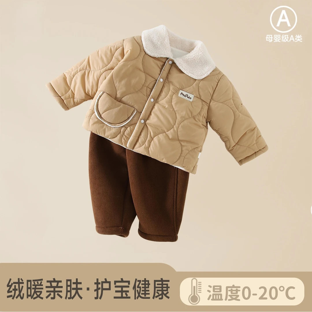 宝宝套装秋冬加绒加厚外出套装